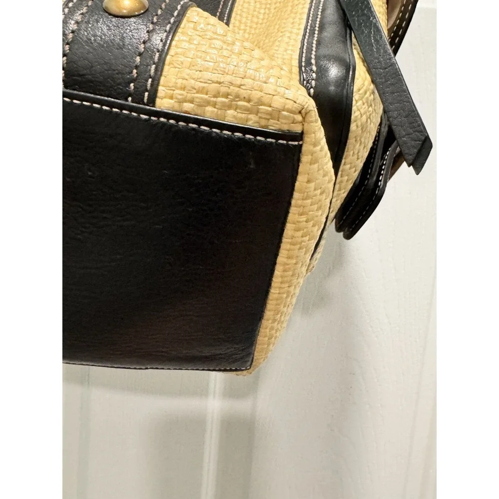 Coach Y2K Legacy Black Buckle Straw Shoulder Bag *RARE** Exc condition..